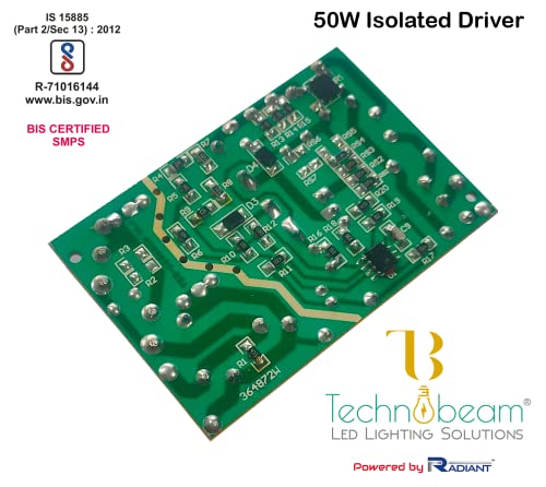 Image of TECHNOBEAM 50W BIS Certified Isolated Driver 36V-1200mA With Red & Black Wire for COB Light, Track light, Linear Lights,Pack2