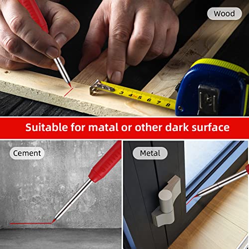 cobee Mechanische Zimmermannsbleistifte mit 6 Nachfüllminen, Solide Zimmermannsbleistifte mit integriertem Spitzer Holzbearbeitung Deep Hole Making Automatische Bleistifte Lange Nase zum (Rot)