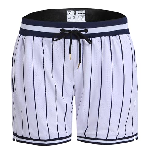 Pullonsy Basketball Athletic Mesh Shorts with Zip Pockets for Men, Running Workout Gym Sports 7 Inche Inseam