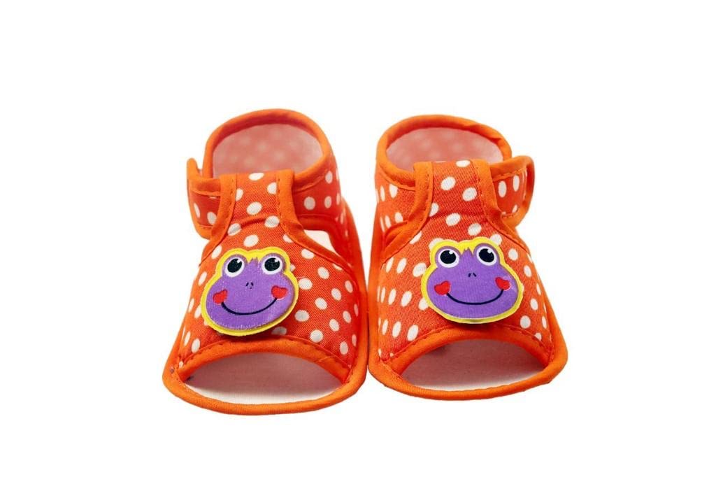 Advik Enterprises Unisex Newborn Baby Booties | Baby First Walking Shoes | Baby Shoes | Baby Sandals with Anti Slip Sole | Baby Footwear (Dot Orange) (0_Months) 1