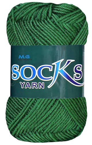 Image of M.G ENTERPRISE Premium Socks high Strength Nylon Yarn Suitable for Socks, Accessories, and Home Decor. Leaf Green 200 GMS-BQ Art-ACGG