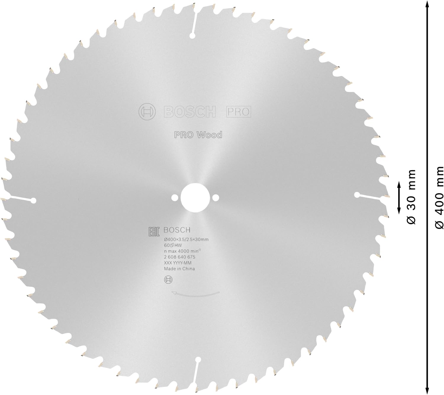 Bosch Professional Hoja de sierra circular Optiline Wood 400 x 30 x 3,5 mm 60 dientes