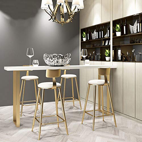 Tabouret haut en fer forgé doré 76 cm et cuir PU pour bar - 5