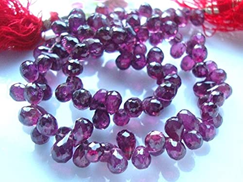 LKBEADS 50 koralików, 5-6 x 3-4 mm, prawdziwy granat rodolitowy urocze dziecko mikro fasetowane brioletki w kształcie łzy