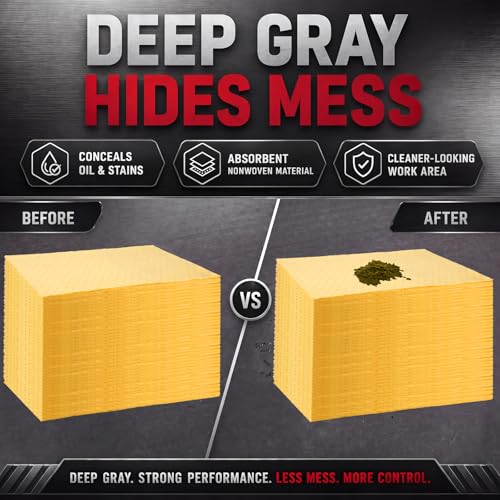 Image of Hoolerry 100 Pcs Oil Absorbent Pads Bulk Heavy Weight Dimpled Garage Absorbing Pad Water Absorbent Mat Trimmable Oil Spill Mat for Garage Floor Workshop Auto Fluid Cleanup (15 x 19.7 Inch,Yellow)
