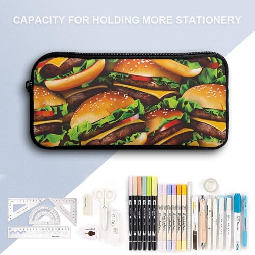 Cheeseburgers Hamburgers Print Backpack Sets with Lunch Bag and Pencil Case Casual 17 Inch Daypack Set for Men and Women4