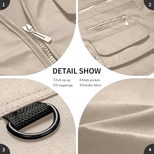 AOTORR Men's Utility Fishing Vest Lightweight Outdoor Work Safari Travel Multi Pockets Waistcoat Jacket2