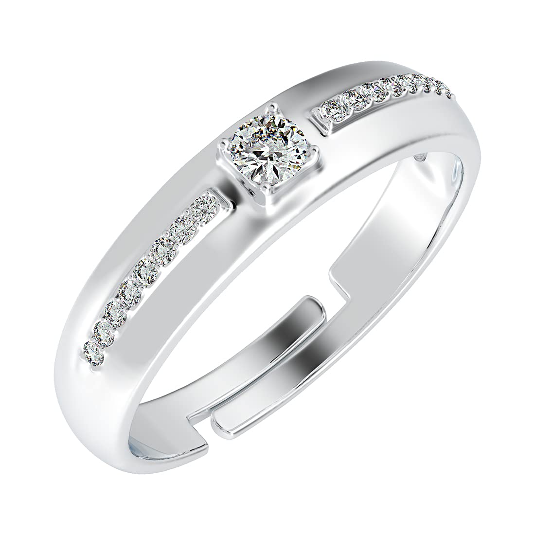 Clara Real 925 Sterling Silver Adjustable Ring Band Gift for Women & Girls | Multiple Design Options | Minimal Design for Daily Wear |Swiss Zirconia | Platinum Plated