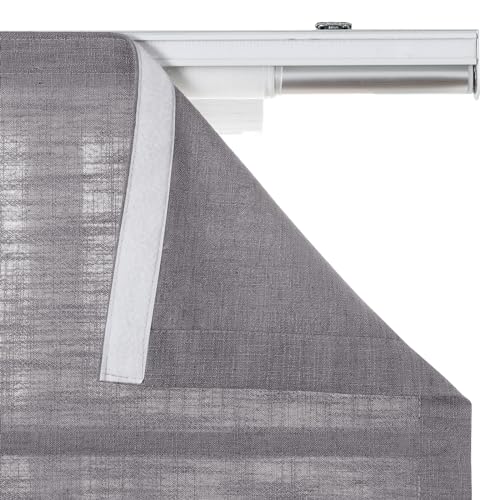 Image of TWOPAGES Liz No Drill Cordless Roman Shades Linen Textured Roman Blinds for Windows, Custom Made Room Darkening Blackout Roman Window Shades, Hardware Included, Rock Grey, 1 Piece