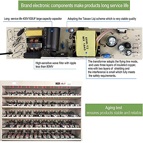 Image of EAGWELL Power Supply, IP67 Waterproof Power Transformer, 110V AC to 12V DC Converter with 3-Prong Plug, Low Voltage Driver for LED Strip Lights, Outdoor Lighting, Computer Projects (12V 60W)