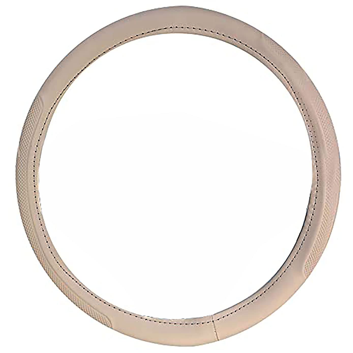 Auto Pearl - Ring Type Car Steering Wheel Cover Universal Genuine PU Non-Slip Natural Rubber Well Padded Grip Breathable Leatherite Compatible with- Verna Transform (Snapon Arrow Beige)