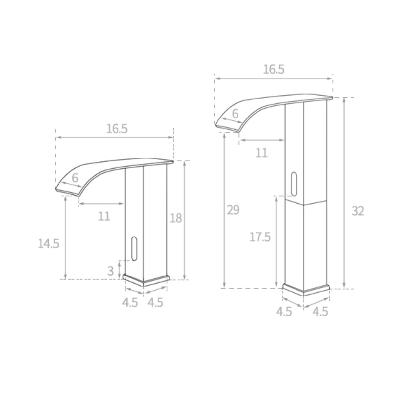 XJTNLB Grifo Sensor Automatico Grifo Cascada Lavabo Laton Griferia Baño Agua Fria y Caliente,Cromado,Alto
