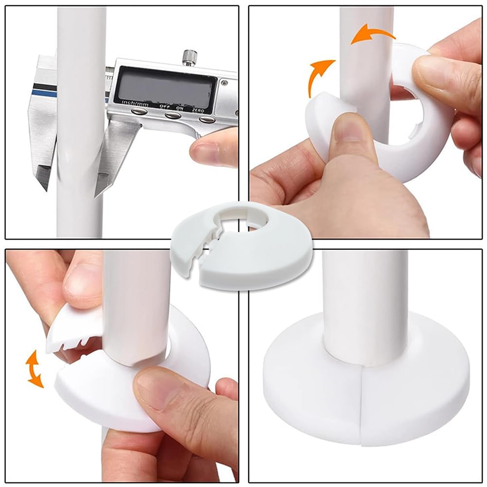 Rosette Termosifoni Acciaio Inox - Copertura Tubi 43mm, Design Divisibile, Autoadesivo, Set Da 4 Pezzi - Foto 12