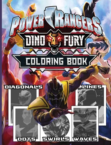 Power Rangers Dino Fury Dots Swirls Waves Diagonals Lines Coloring Book: Spirograph Styles Colouring Books For Adult Power Rangers Dino Fury (Colouring Pages For Stress Relief)