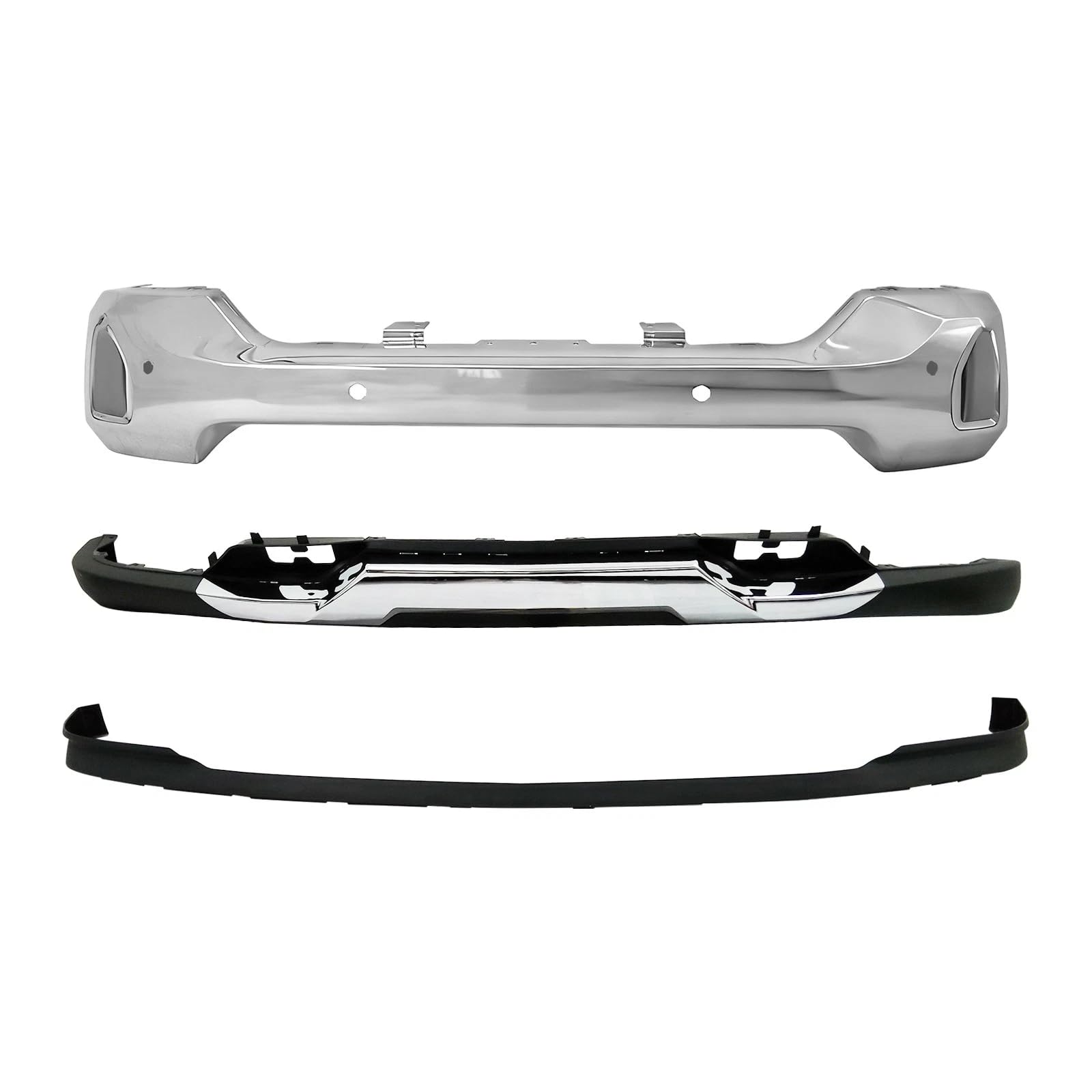 - Front Bumper Face Bar,Valance,Air Deflector Compatible with 2016-2018 Chevy Silverado 1500 with Chrome Skid Plate and Light Holes(Chrome) With Sensor and Tow Hook