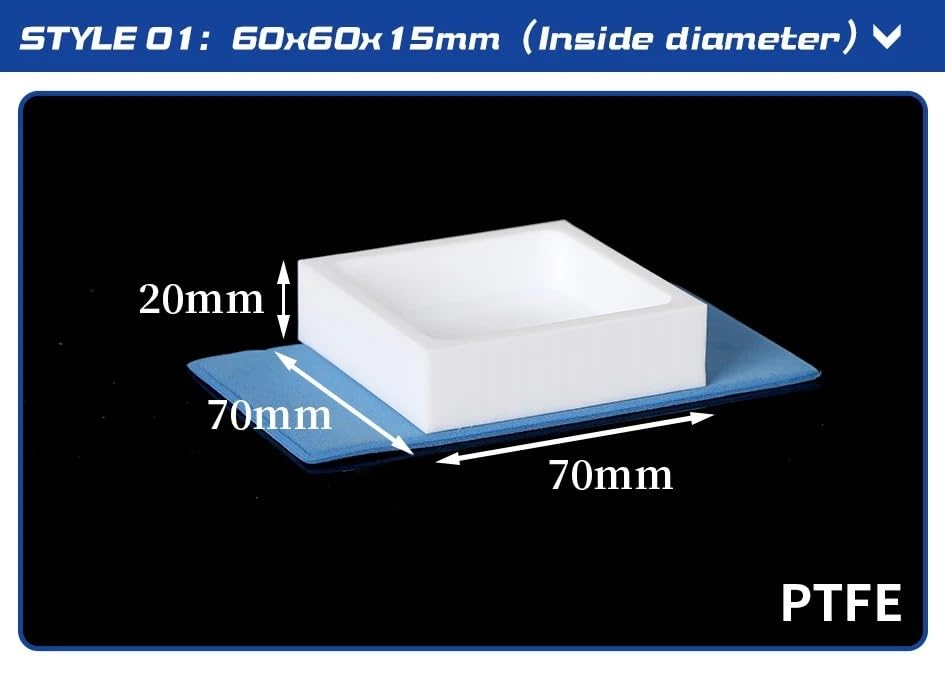 PTFT Petri Dish - Circular Evaporation Dish for Laboratory Use - High Temperature & Corrosion Resistant - 1PC((01)60x60x15mm)