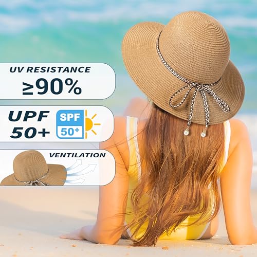 Sombrero de playa para mujer con protección UV y ala ancha miniatura 3