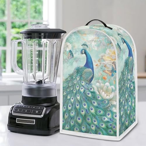 Image of Peacock Small Blender Covers for Kitchen Counter with Top Handle Portable Food Processor Dust Cover Machine Washable Blender Storage Bag