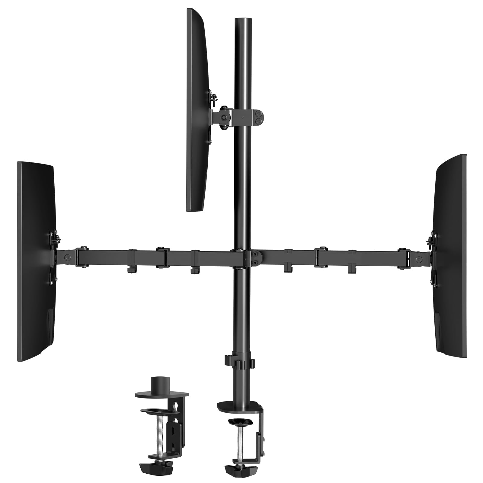Pholiten Support de bureau triple pour écrans LCD de 13 à 27", poteau extra haut de 80 cm, support de moniteur robuste entièrement réglable