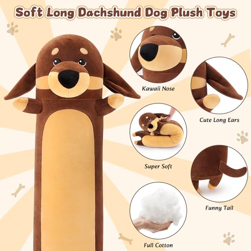 Image of Dachshund Dog Plush Toys-35.4'' Dachshund Dog Plushie Stuffed Animal, Large Plush Pillow, Cute Soft Plsuhies Gifts Plushie Stuffed Toys, Cute Boby Pillow Toy Doll Gift for Kids Girls Boys