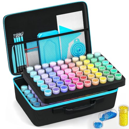 Image of VANSUNS Diamond Painting Storage Containers Kits, Thickened Waterproof Portable Bead Storage Boxes for Diamond Painting Accessories and Tools, 120 Round Bottles