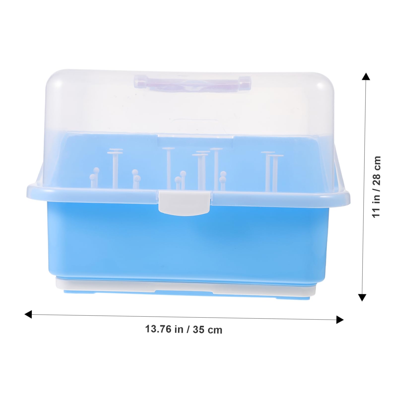 Boîte de Séchage pour Biberons en PP Bleue Couvercle | Rangement Perforé, Séchage Rapide, pour Pailles et Vaisselle, Format Compact pour Organisation Quotidienne Couleur Aléatoire