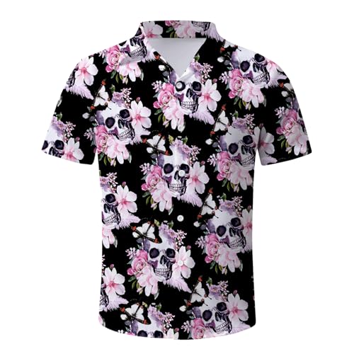 Mens Funny Hawaiian Shirts Summer 3D Graphic Button Down Short Sleeve Tropical Holiday Beach Aloha Shirt