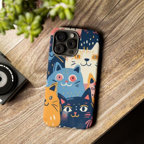 Coque rigide mate iPhone 15 Pro Max chat coloré protection fine