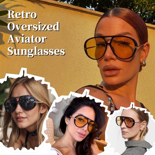 Oversized Retro Aviator Sunglasses for Women Big Large UV400 Protection 2025 Trendy Frame Shades2