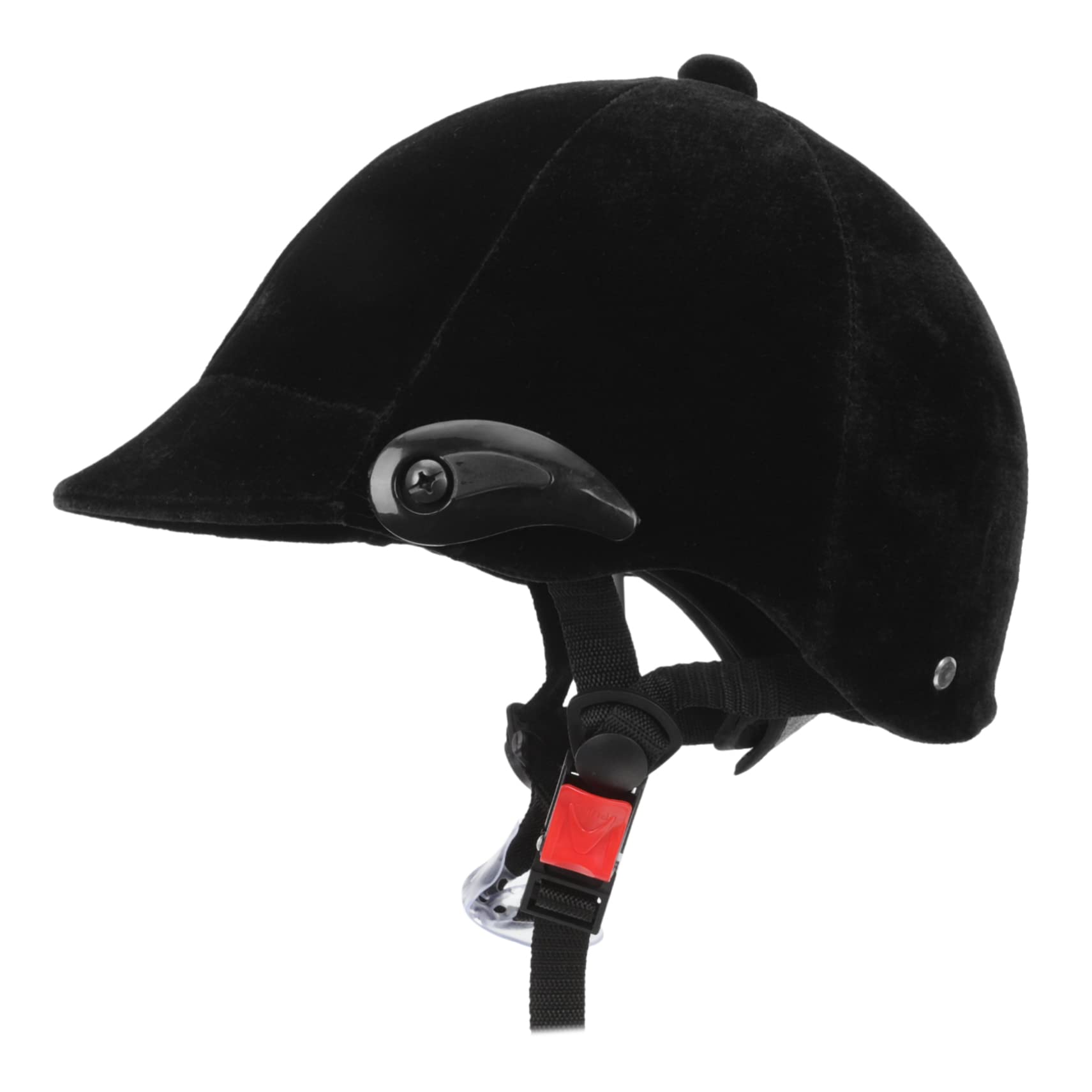 Casco Equitazione per Ragazzi Nero in Polipropilene, Regolabile | Ventilazione Completa, Imbottitura Interna Removibile, Cinturino Mentoniera Regolabile, Protezioni Auricolari Estraibili