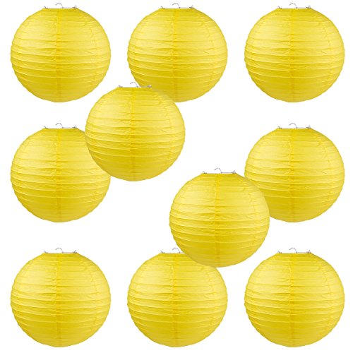 WYZworks Round Paper Lanterns 10 Pack (Yellow, 8