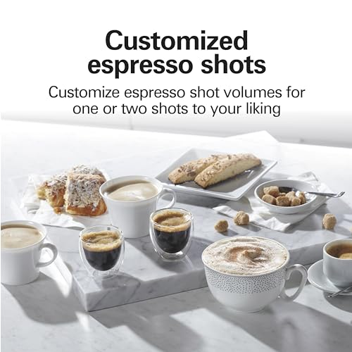 Image of Hamilton Beach Slide & Lock Espresso Machine with Milk Frother and Steam Wand for Cappuccino and Latte, 15 Bar Pump and Two Spouts, Removable Reservoir, Compact, Retro Design, Color