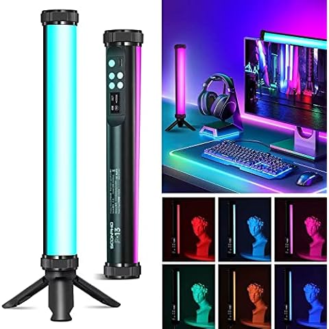 Handheld LED Stick Light for Photography, 360° RGB Video Light Wand with lightstand, Dimmable 3200K~8500K with 4000mAh Built-in Battery, 12 Scenes Mode for Vlog YouTube Video Shooting Cover