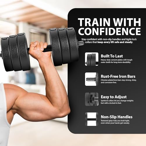 ZENO Dumbbells Set | Adjustable Dumbbells | Weights Dumbbell Set for Home & Gym Workouts | Dumbbell Sets with Anti Slip Handles & Adjustable Weights | Sold As Pair - Image 4