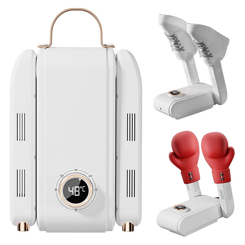 schuhtrockner elektrisch - Boxhandschuhtrockner,Elektrischer Schuhtrockner mit UV-Sterilisation, 360° Wärmezirkulation, 90-Minuten-Timer, Faltbar und Platzsparend für Zuhause und Reisen-Weiss