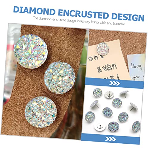 Hoement 20Pcs Resin Rhinestone Thumbtacks Diamonds For Nails The Office Poster Office Cork Board Crystal Push Office Pushpin Map Marking Pin Poster Accessory Household Gear Pushpins #TOP7