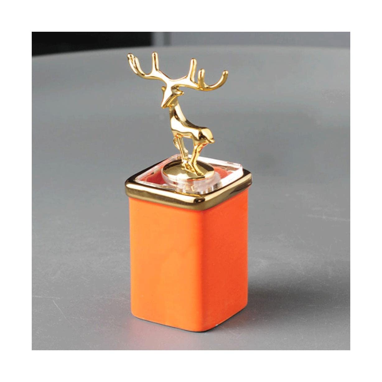 Wdwdw Orange Toothpicks Dispenser Toothpick Box Fashion With Lid Holder Ceramic Portable Container Fawn Decoration