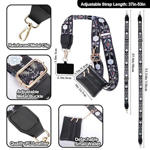 Image of XANGNIER Clip and Go Strap for Phone with Wallet Crossbody, Phone Strap with Zippered Wallet, Adjustable Anti Theft Cellphone Lanyard for Women, Cellphone Chain Accessories,Multicolor 3