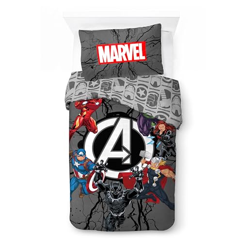 Character World Juego de Funda de edredón Oficial de Disney Marvel Avengers para niños | Ropa de...