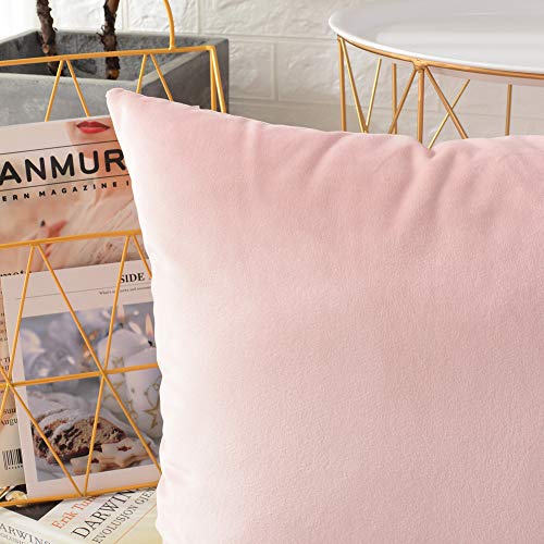 Mernette Pack Of 2, Velvet Soft Decorative Square Throw Pillow Cover Cushion Covers Pillow Case, Home Decor Decorations For Sofa Couch Bed Chair 18X18 Inch/45X45 Cm (Light Pink) #TOP2