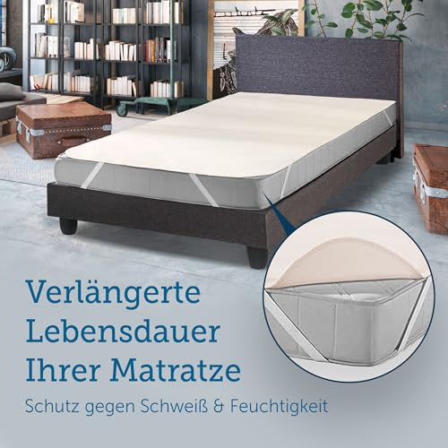 SETEX Molton Matratzenschutz, 200 x 200 cm, Eckgummis, 100% Baumwolle, Basic, Naturfarben 1607200200001001 – Ansicht 2