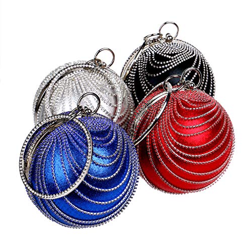Blue Round Clutch Tassel Purse Women Evening Bag For Wedding Party Ball Evening Bag Crystal Evening Clutch Purse Wedding Party Handbags (Blue) #TOP6