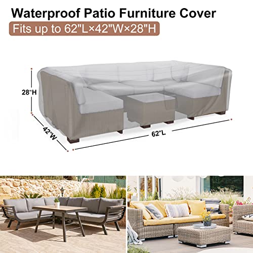 Image of Patio Furniture Covers, Heavy Duty Outdoor Furniture Cover Waterproof, Sectional Sofa Set Coves Table and Chair Set Covers, 62 inchLx42 inchWx28 inchH