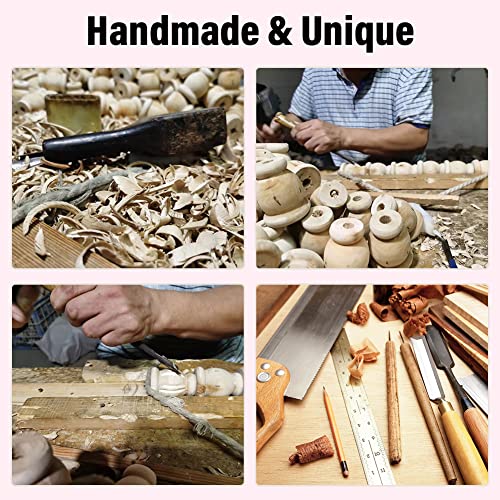 Rustic Bedside Lamp, Pink Desk Lamp(5 Ft Plug Wire),Boho Wood Table Lamp(Handmade Cotton Fabric Shade) For Bedrooms, Office, College Dorm, Dinning Room, Girls Room... #TOP7