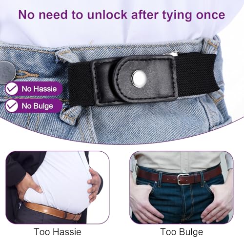 2pcs No Buckle Belt for Women Men, Adjustable Invisible Buckleless Elastic Bands for Jeans Casual Pants Waistband3