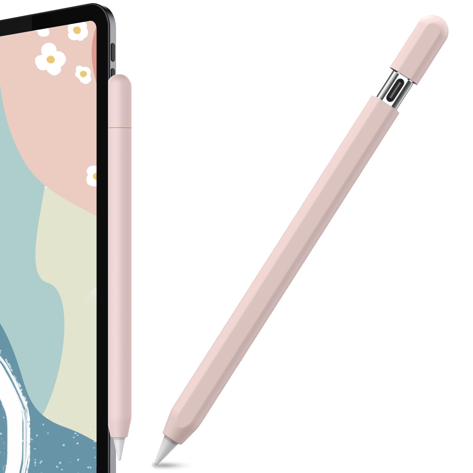 AhaStyle Silicone Case for Apple Pencil (USB-C) 2023 Ultra Thin Protective Cover Skin Apple Pencil Sleeve Anti-Slip Grip Compatible with Apple Pencil USB C (Pink)