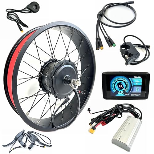 SZWEDI 20x4.0 inch Front Drive 48V1000W Fat Bike Motor Kit 135mm Dropout Double Wall Rim TFT Color Display