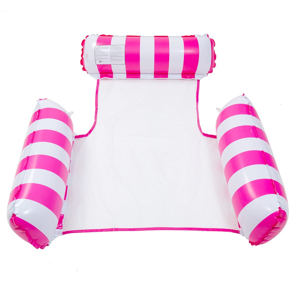 4-in-1 Multi-Purpose Inflatable Hammock, 1 Pack Pool Float Lounger, Swimming Pool Float Chair,Floating Bed Easy Inflatable Water Hammock, inflatable chair, beach chair, beach inflatable chair (Pink)