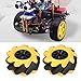 Yellow 60mm High Hideness Mecanum Wheel Omni-Directional Wheel TT Motor Hubs/ Connector for Robot Car Kit DIY STEM Toy Parts((2 Pair)), Industrial Robots and Accessories