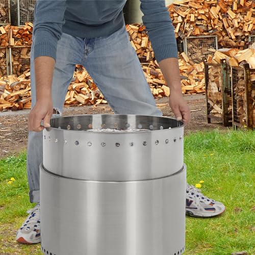 GAOMON 20.5" Smokeless Fire Pit - Portable Smokeless Outdoor Fireplace, with Removable Ash Pan, Stainless Steel Fire Pit for Outside, Ideal for 4-6 People, Wood Burning